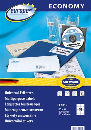 Avery Europe 100 etichetta universale 105 x 37,1 mm, 1600 pezzi.